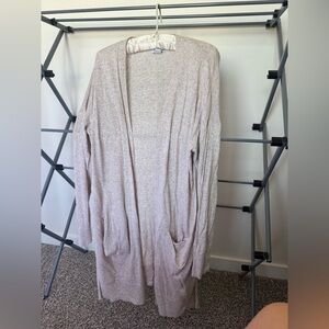 Beige Open Front Cardigan